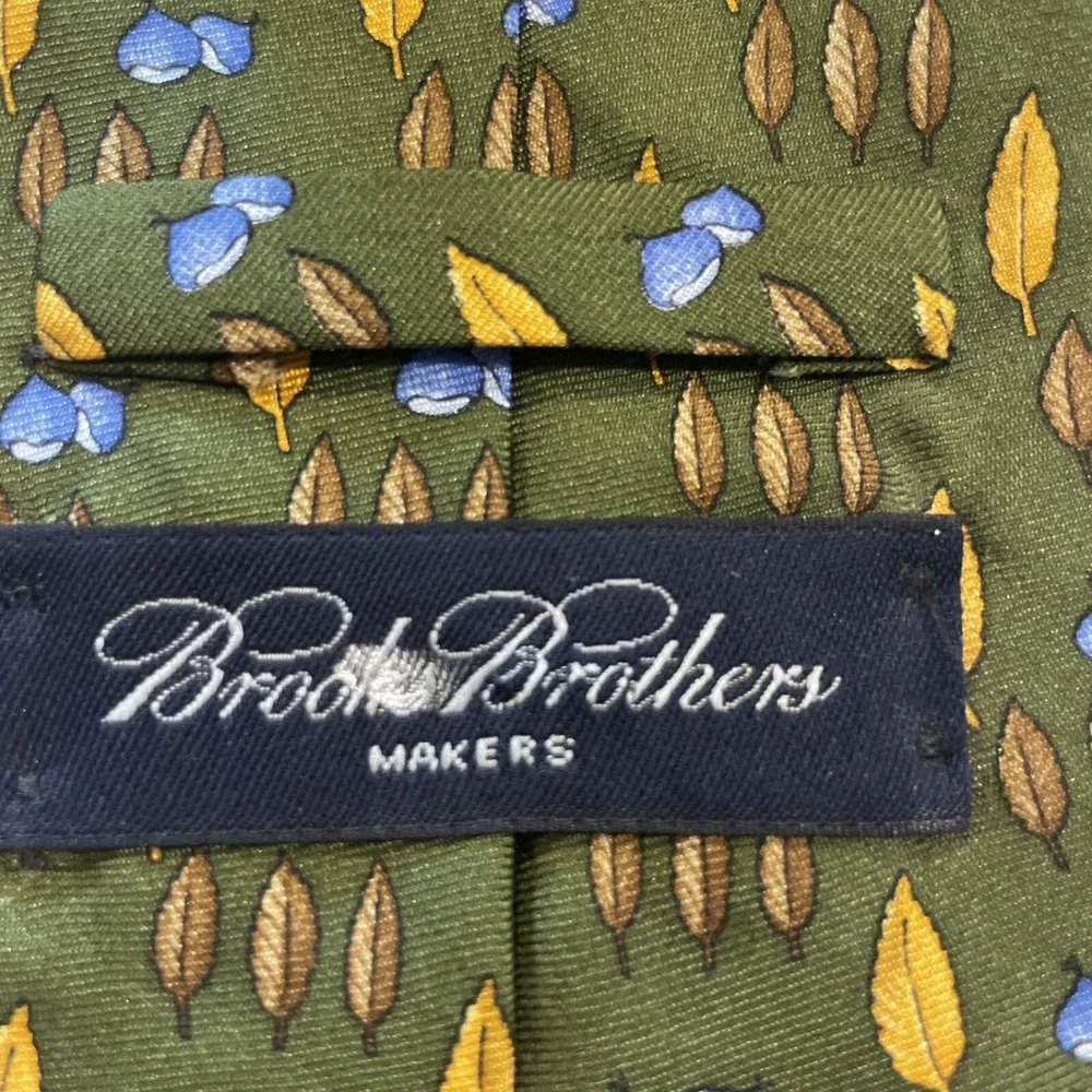 Brooks Brothers Makers Mens Luxury Silk Necktie Fall Leaves NWT